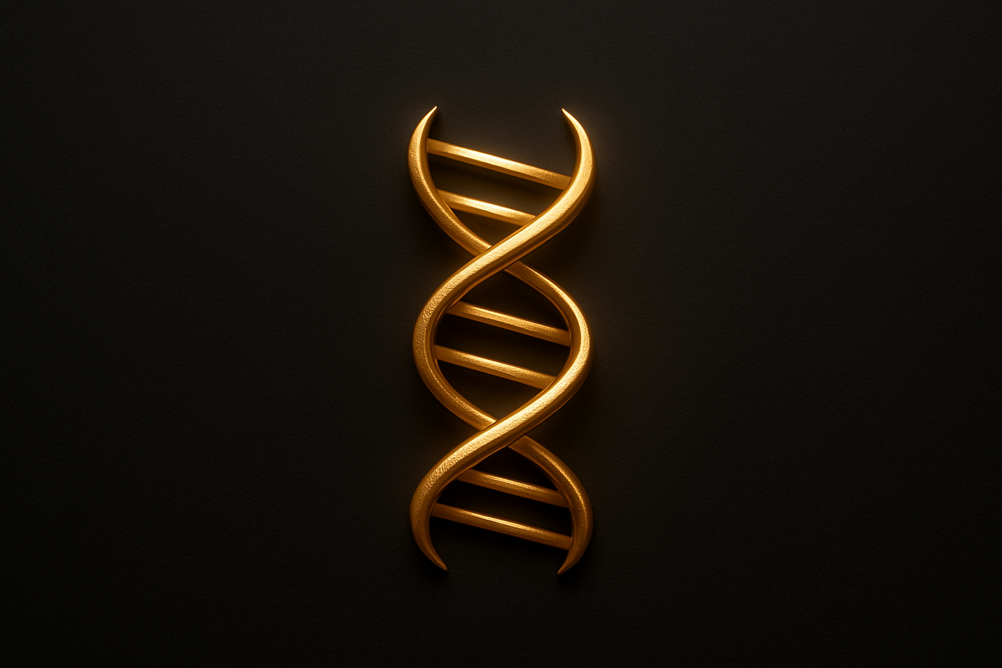 gold helix symbol glowing subtly over matte black background